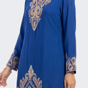 Blue Chinon Dhoti Suit Set with Cutdana, Sequins, Pearl and Dabka Embroidery 5