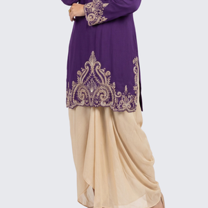 Purple Chinon Dhoti Suit Set with Cutdana, Sequins, Pearl and Dabka Embroidery 4