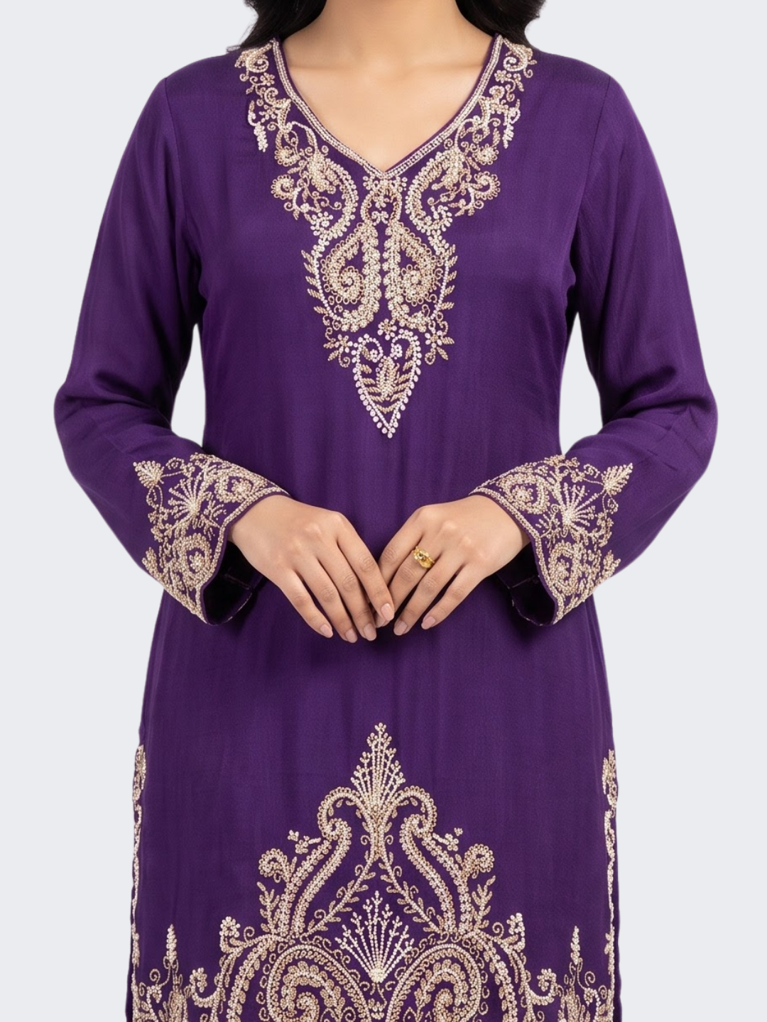 Purple Chinon Dhoti Suit Set with Cutdana, Sequins, Pearl and Dabka Embroidery 3