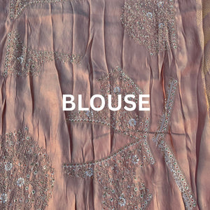 Mauve Brocade Unstitched Saree Embellished With Zari, Sequins & Cutdana Work