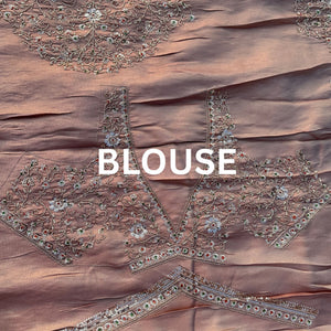 Mauve Brocade Unstitched Saree Embellished With Zari, Sequins & Cutdana Work