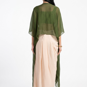Olive Chinon Indo Western with Cutdana and Sequins Embroidery 5