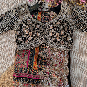 Black Banarasi Silk Saree Embellished With Cutdana, Sequins, Moti & Stone work