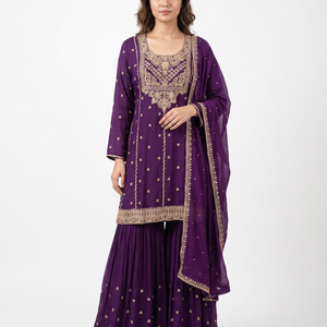 Chinon Indo Western with Cutdana and Sequins Embroidery 1