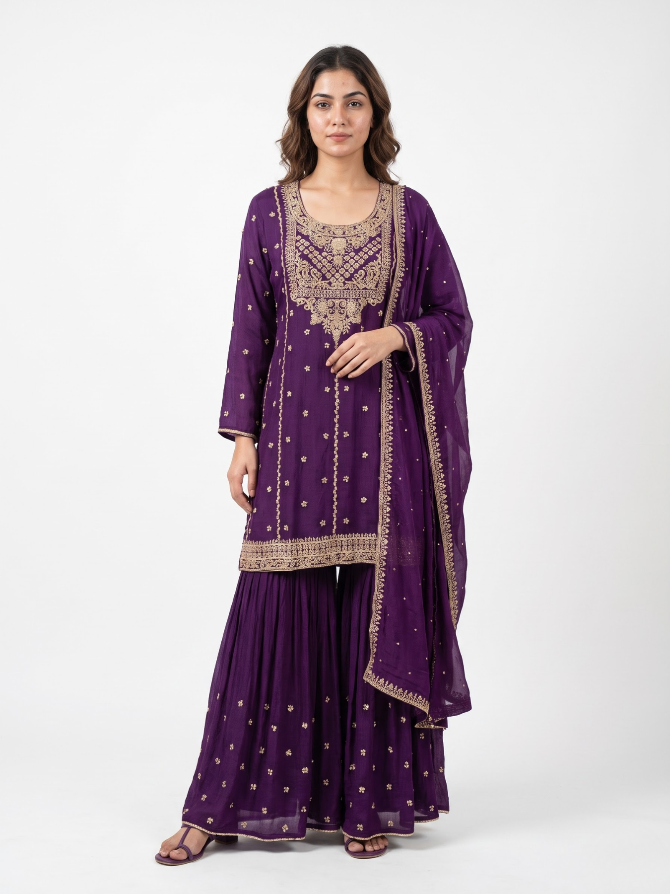 Chinon Indo Western with Cutdana and Sequins Embroidery 1