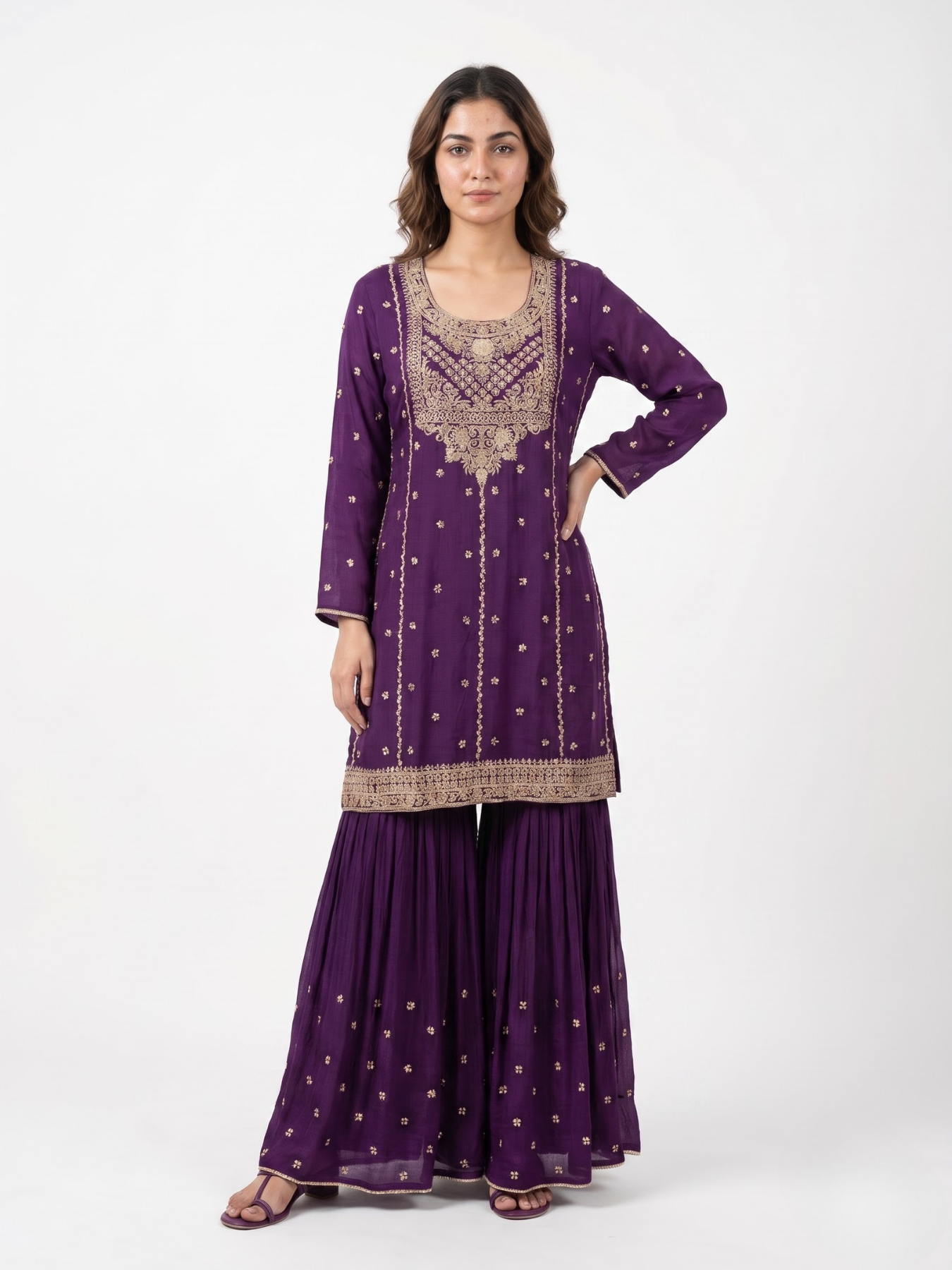 Chinon Indo Western with Cutdana and Sequins Embroidery 2