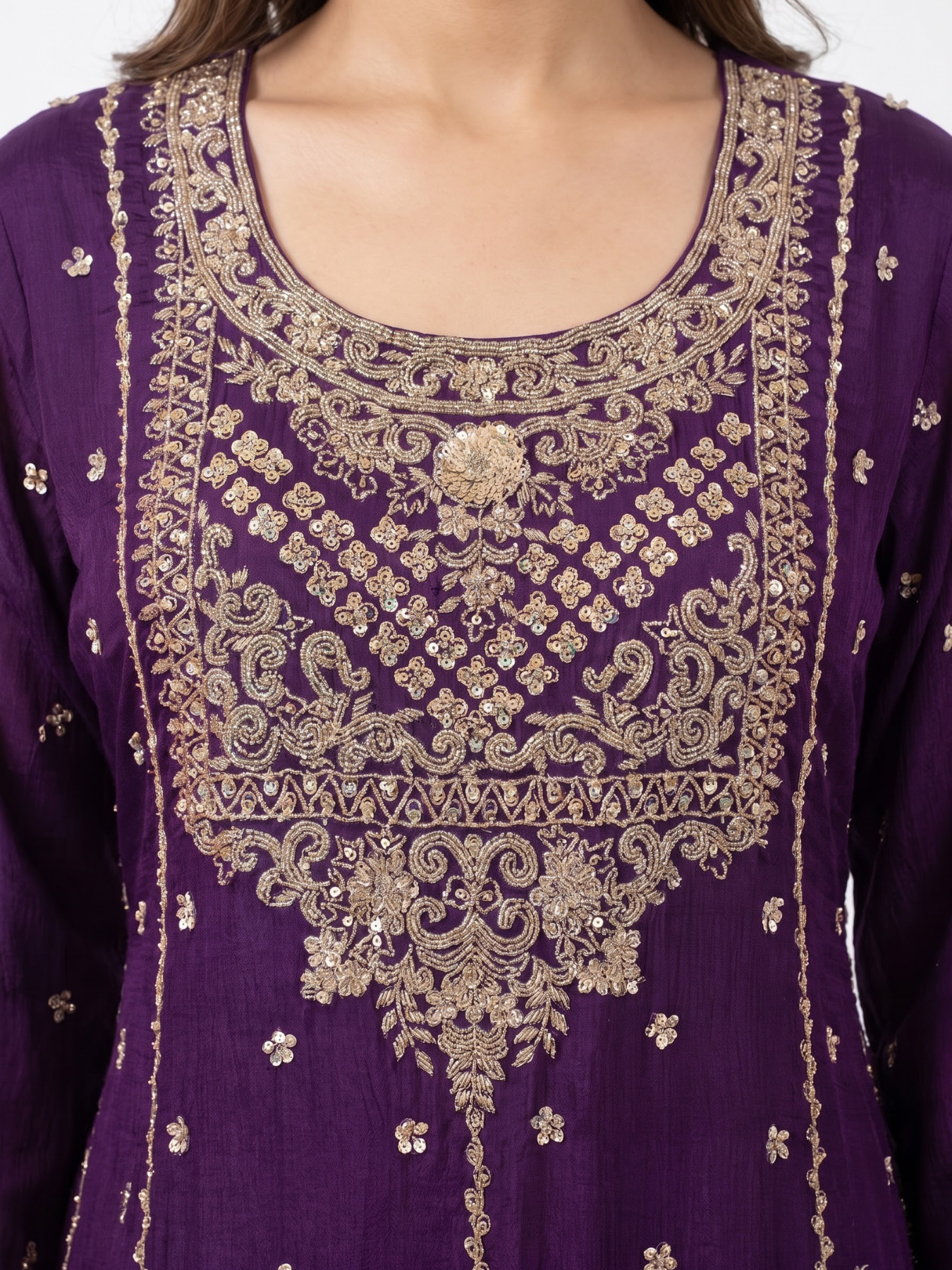 Chinon Indo Western with Cutdana and Sequins Embroidery 3