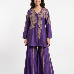 Silk Indo Western with Cutdana, Sequins, Pearl and Dabka Embroidery 2