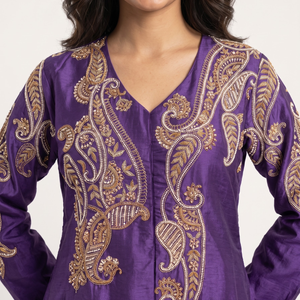 Silk Indo Western with Cutdana, Sequins, Pearl and Dabka Embroidery 3