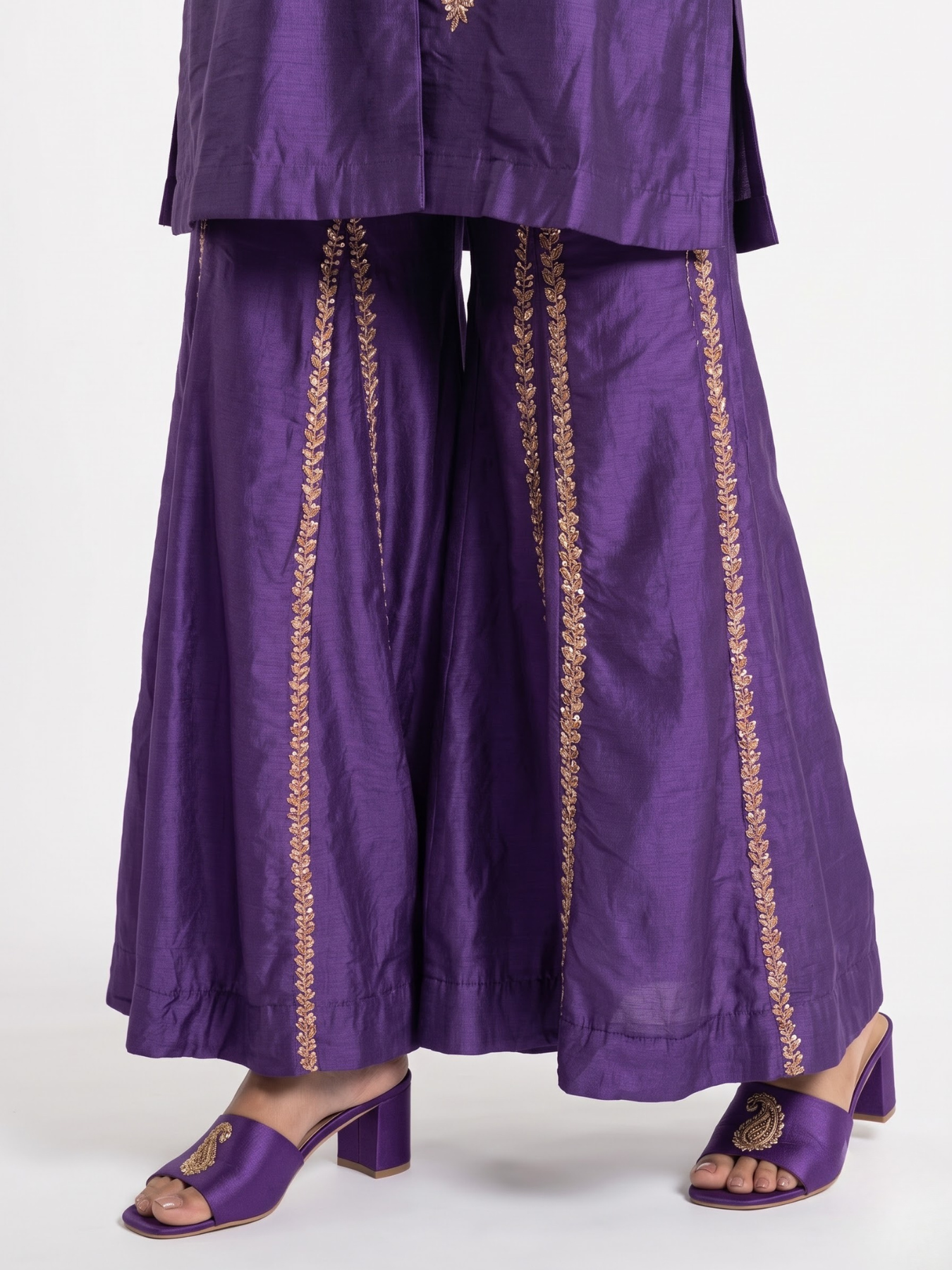 Silk Indo Western with Cutdana, Sequins, Pearl and Dabka Embroidery 4
