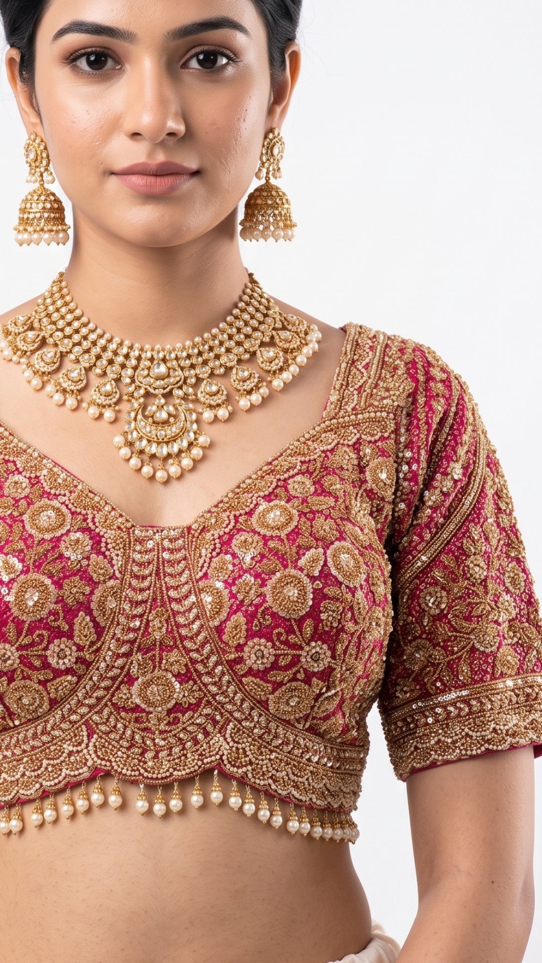 Beautiful Copper Peach Banarasi Saree Embellished With Sequins & Cut Dana Work
