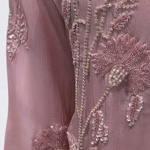 Pink Chinon Suit with Sequins & Cutdana Detailing