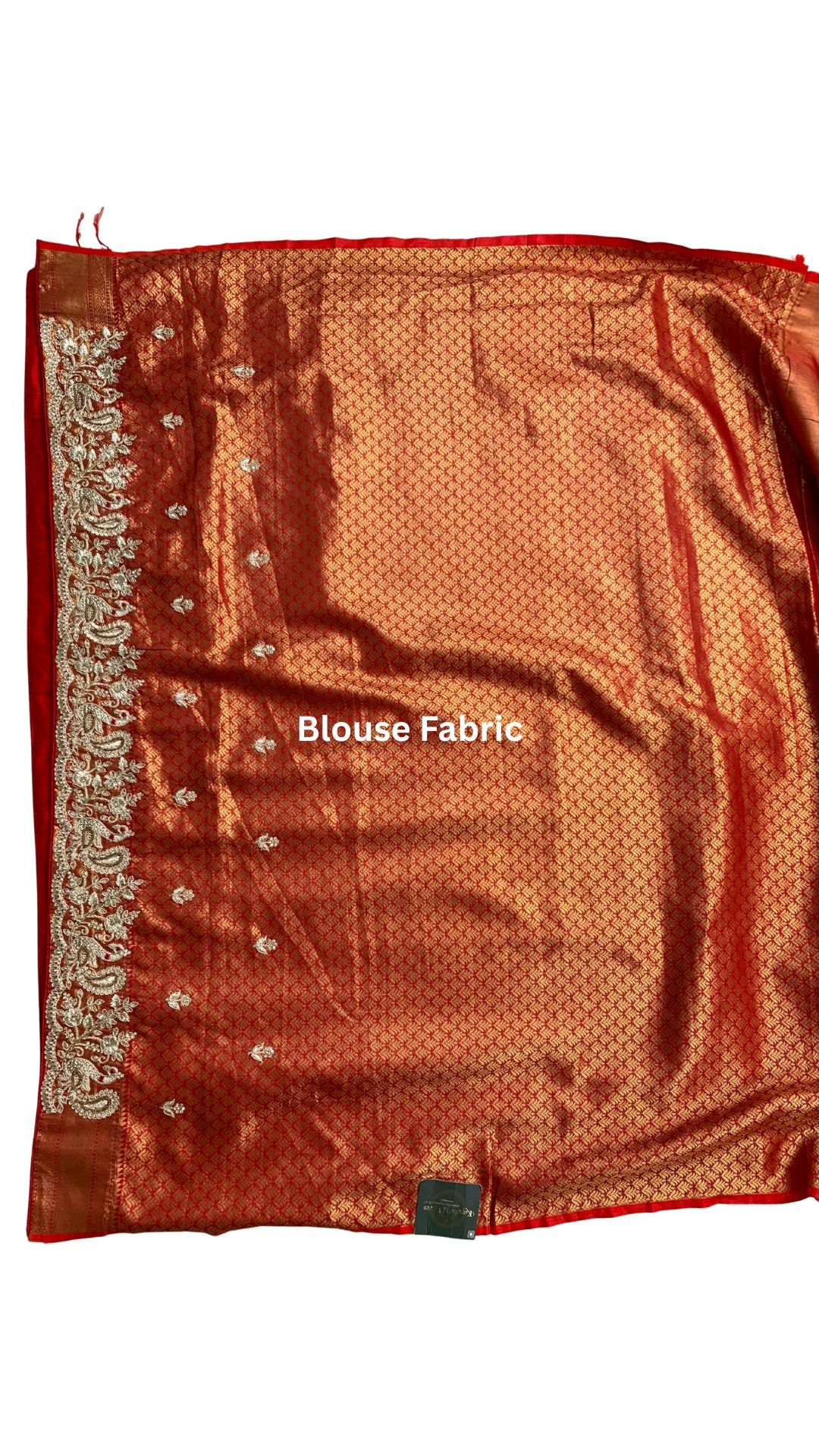 Rust Tissue Banarasi Unstitched Saree with Sequins & Cut Dana Work