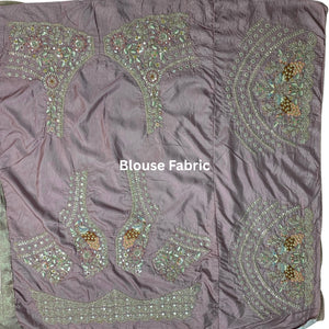 Mauve Tissue Unstitched Saree with Zardozi, Zari & Dabka Work