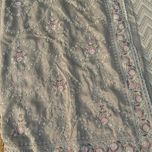 Tussar Tissue Saree Embellished With Sequins & Cut Dana Work