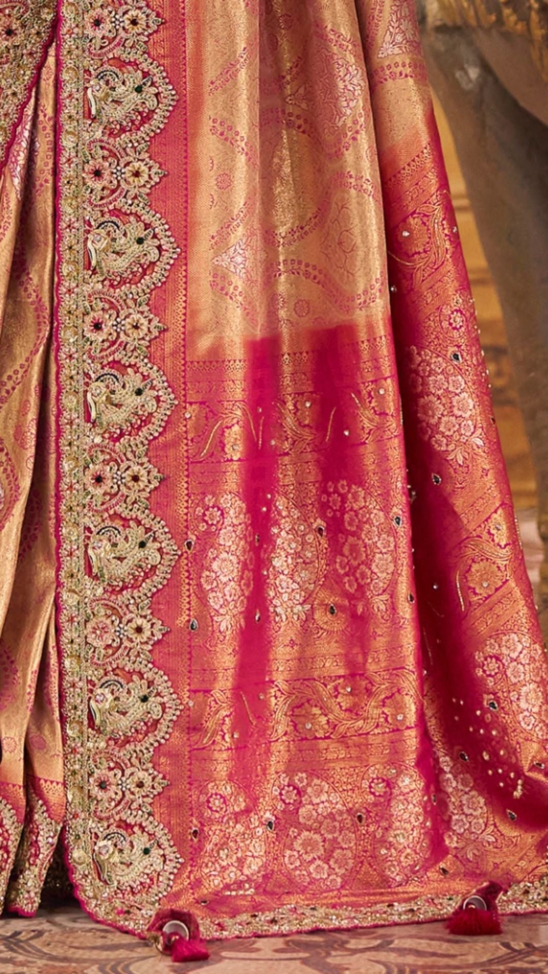 Pink Kadwa Kasab Silk Embroidered Saree and Dupatta
