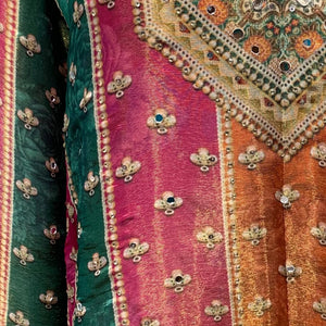 Rani Pink Tissue Indowestern with Sequins, Gota Patti, Stone & Moti Latkan Detailing