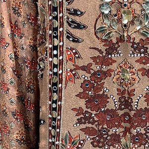 Rust Brown Muslin Suit Set with Gota Patti, Sequence & Moti Latkan Work