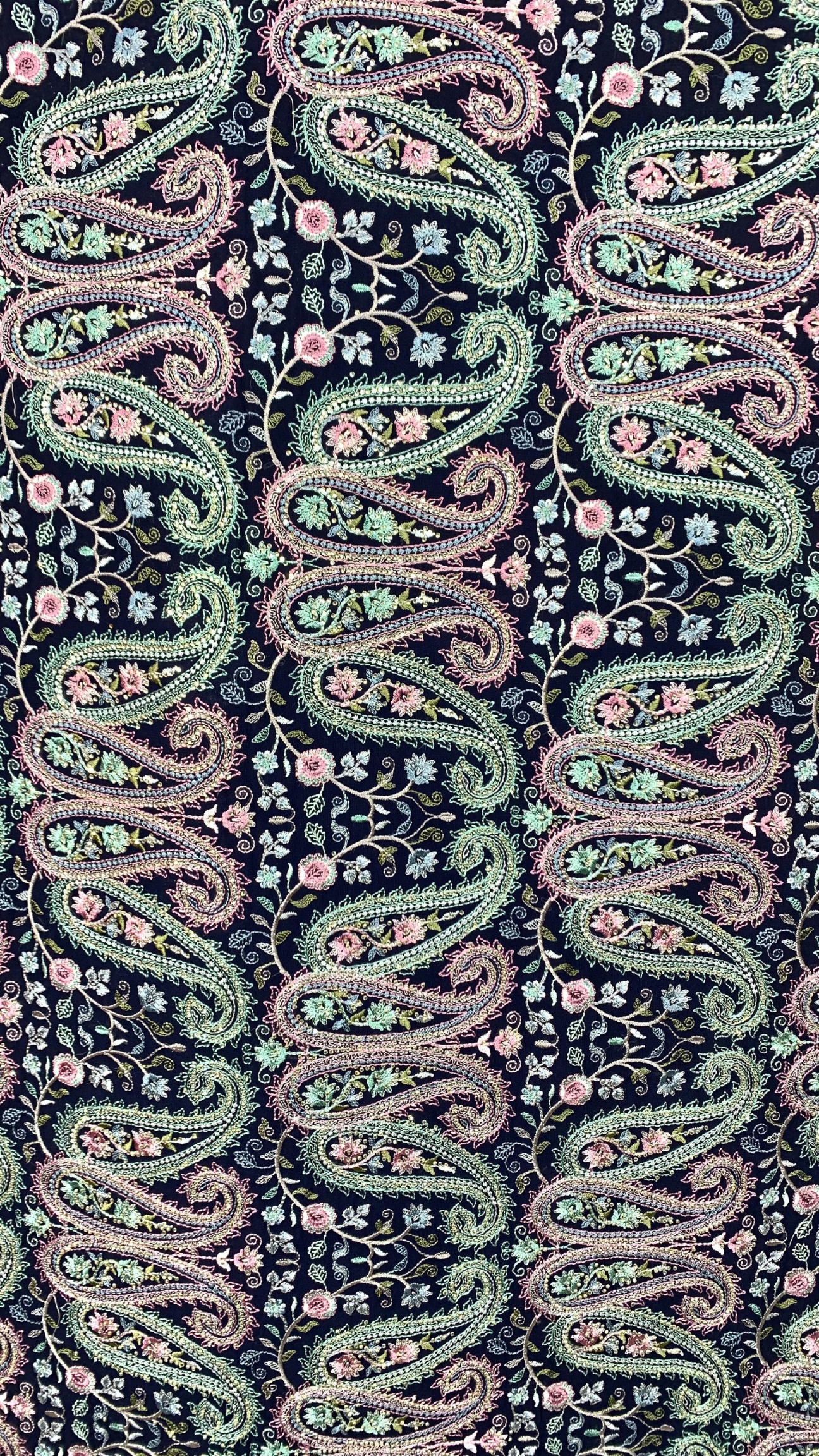 Navy Blue Georgette Saree with Unstitched Blouse and Kashmiri Work