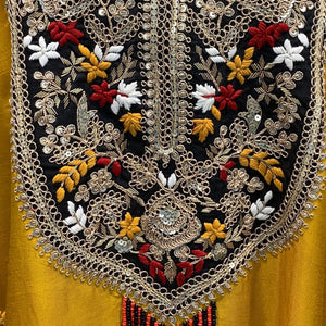Mustard Dola Silk Coord Set with Zari, Sequins, Dabka and Thread Work