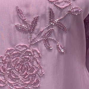 Muted Pastel Pink Organza Suit with Sequins, Cutdana & Moti Detailing