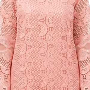 Pink Muslin Cutwork lace and  Pearl Sequins