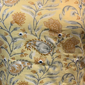 Yellow Digital Printed Cotton Suit With Thread & Patti Work