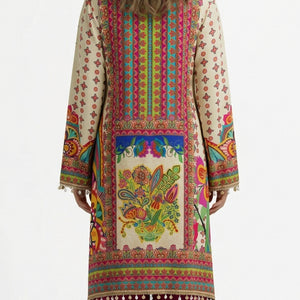 Multicolour Muslin Crepe Coord Set with Digital Print & Mirror Work