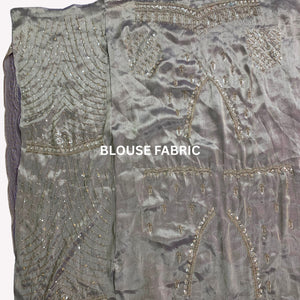 Lavender Tissue Unstitched Saree Embellished With Sequins, Cutdana, Moti & Stone Work