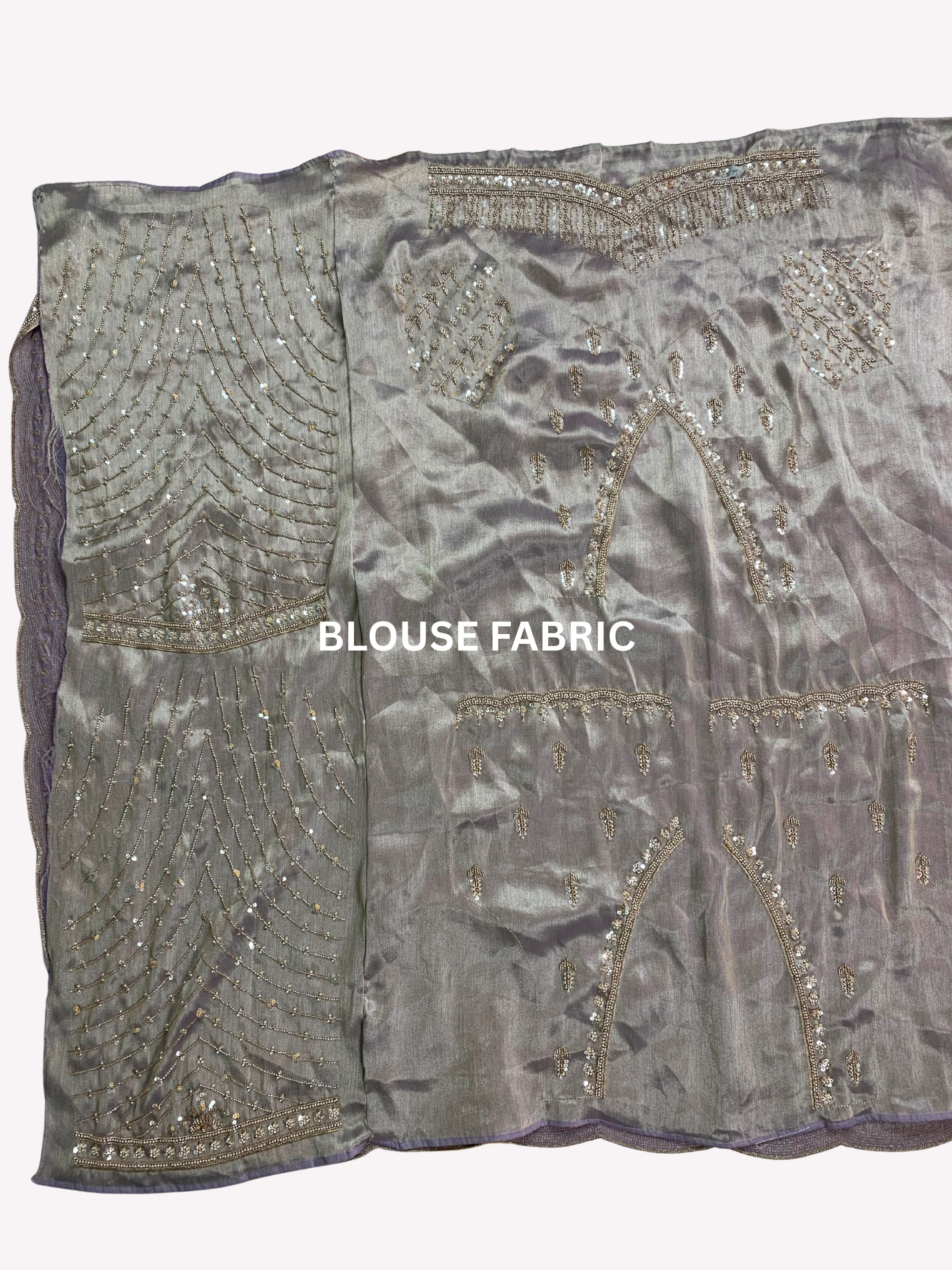 Lavender Tissue Unstitched Saree Embellished With Sequins, Cutdana, Moti & Stone Work