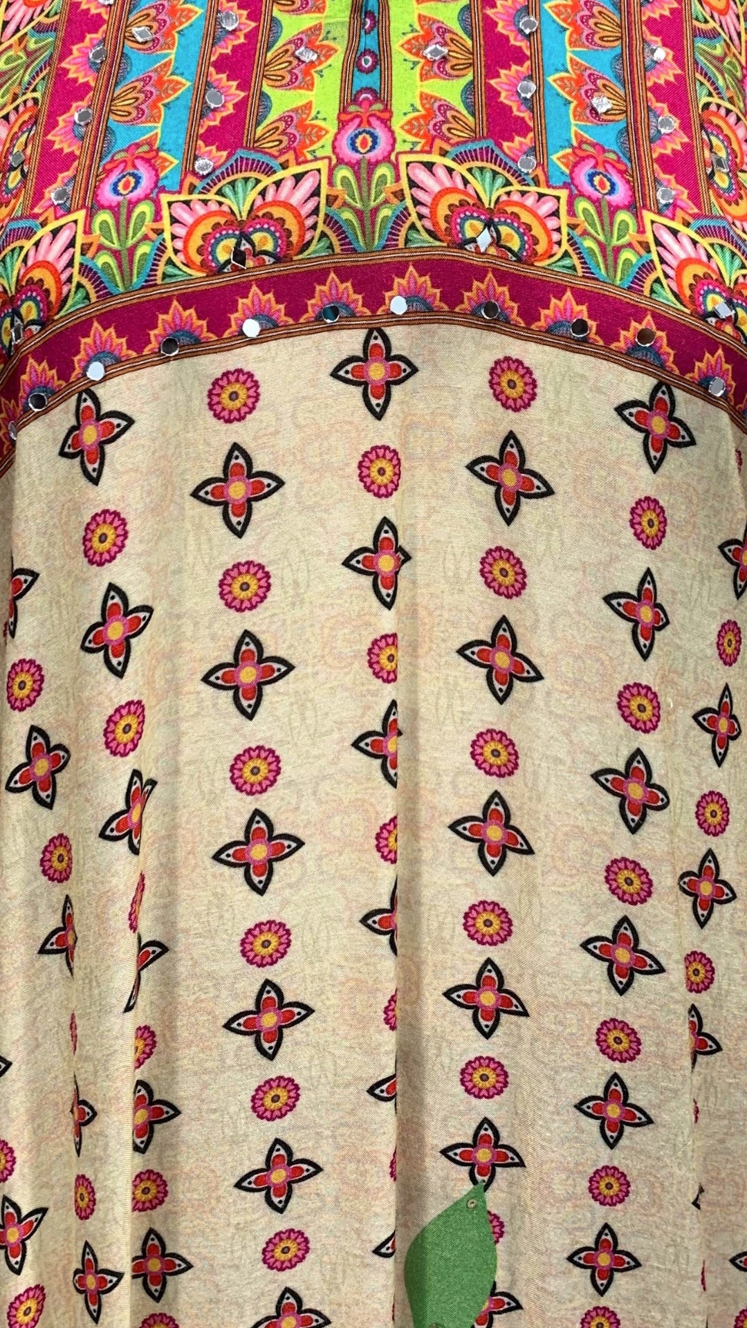Multicolour Muslin Crepe Coord Set with Digital Print & Mirror Detailing
