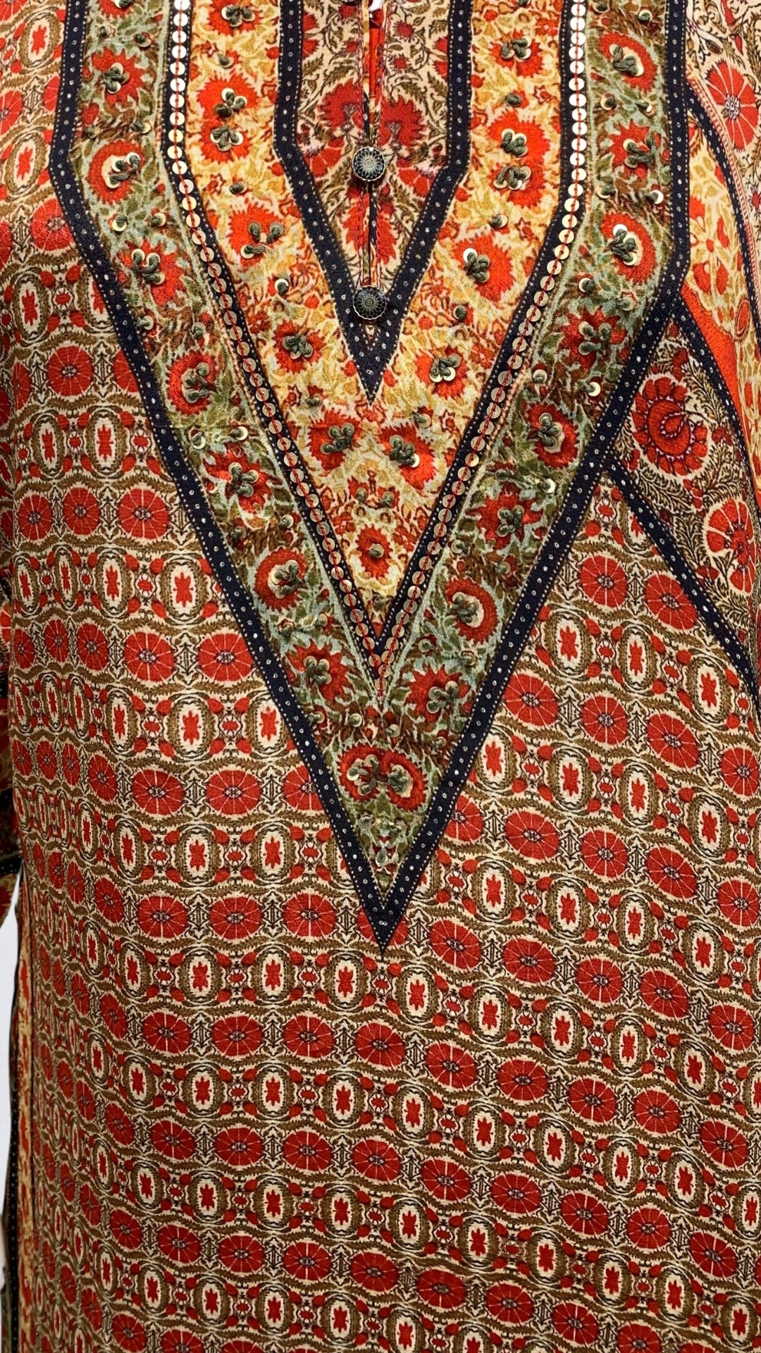 Red  Muslin Coord Set with Sequins Detailing