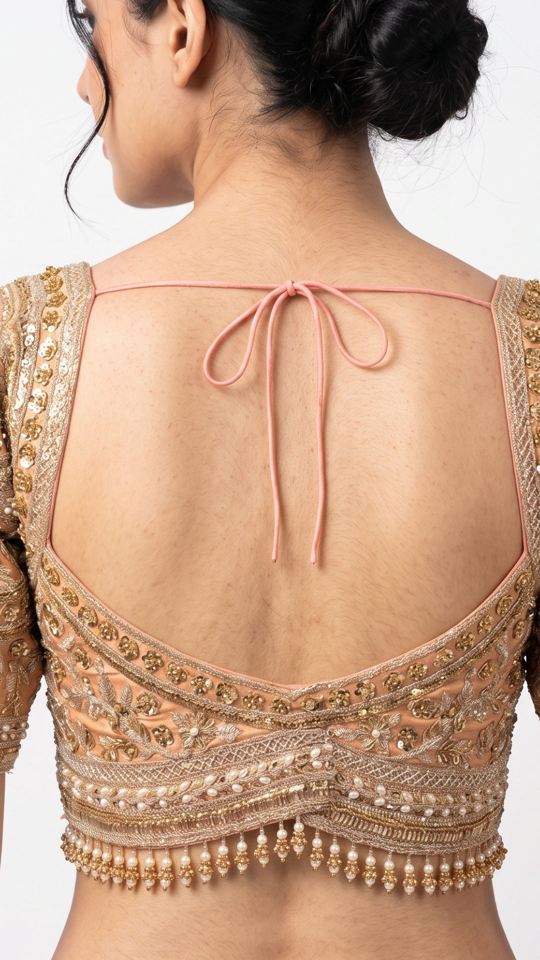 Baby Pink Tissue Saree with Zari, Cutdana & Sequins Work