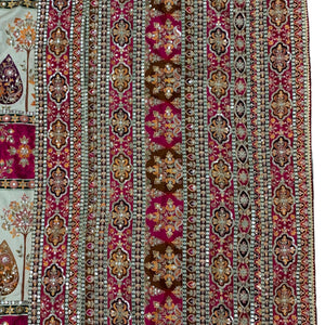 Maroon & Pink Banarasi Silk Saree with Heavy Zari and Sequins Work