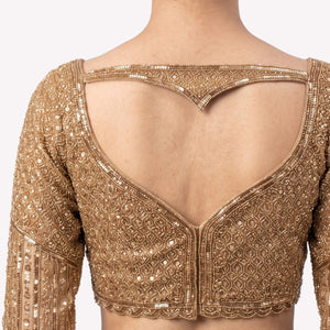 Golden Net Saree Crafted With Fine Cutdana & Sequins Highlights