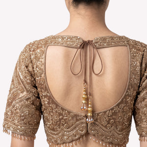 Golden Tissue Saree Embellished With Cutdana, Sequins, Pearl & Zari Work
