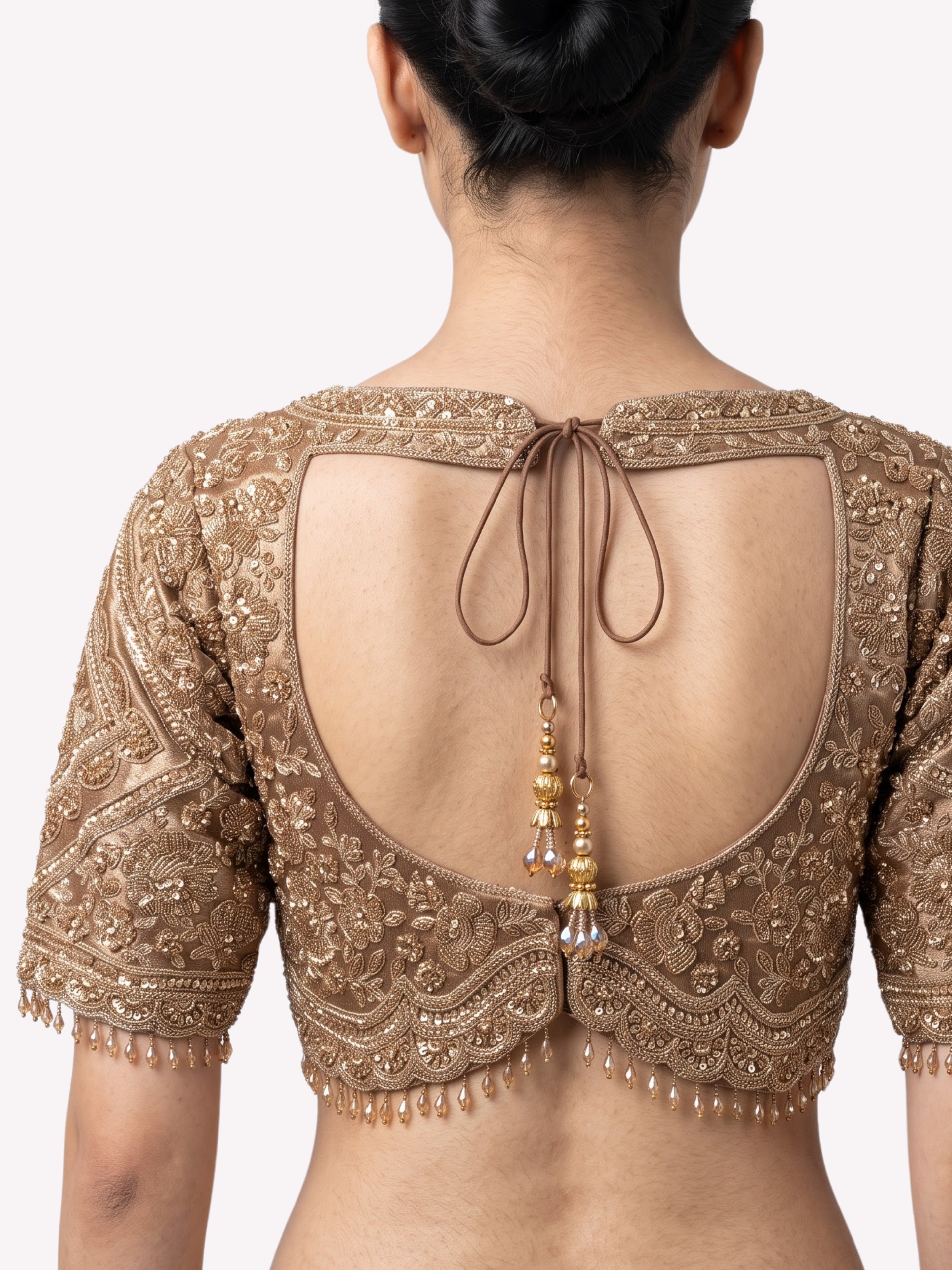 Golden Tissue Saree Embellished With Cutdana, Sequins, Pearl & Zari Work