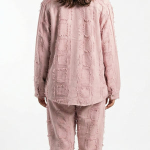 Peach Jute Coord Set with Mash Paneling Detailing