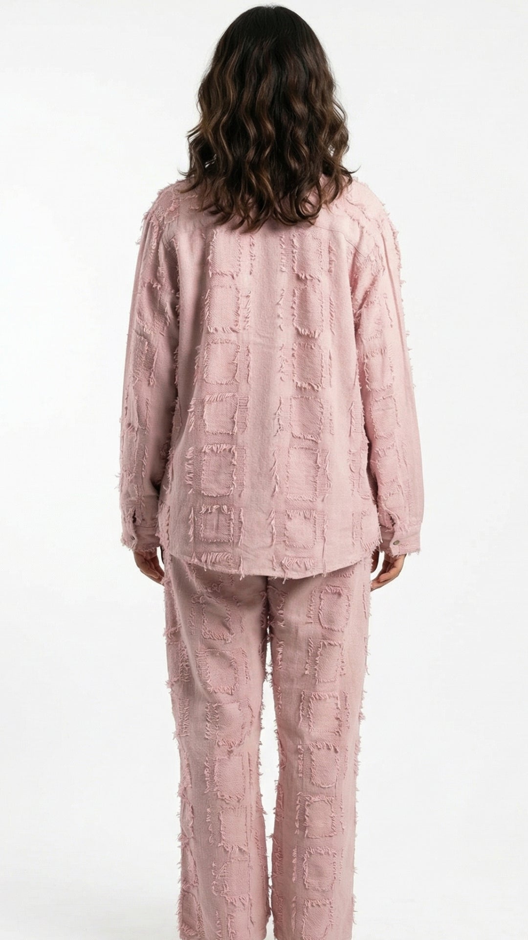 Peach Jute Coord Set with Mash Paneling Detailing