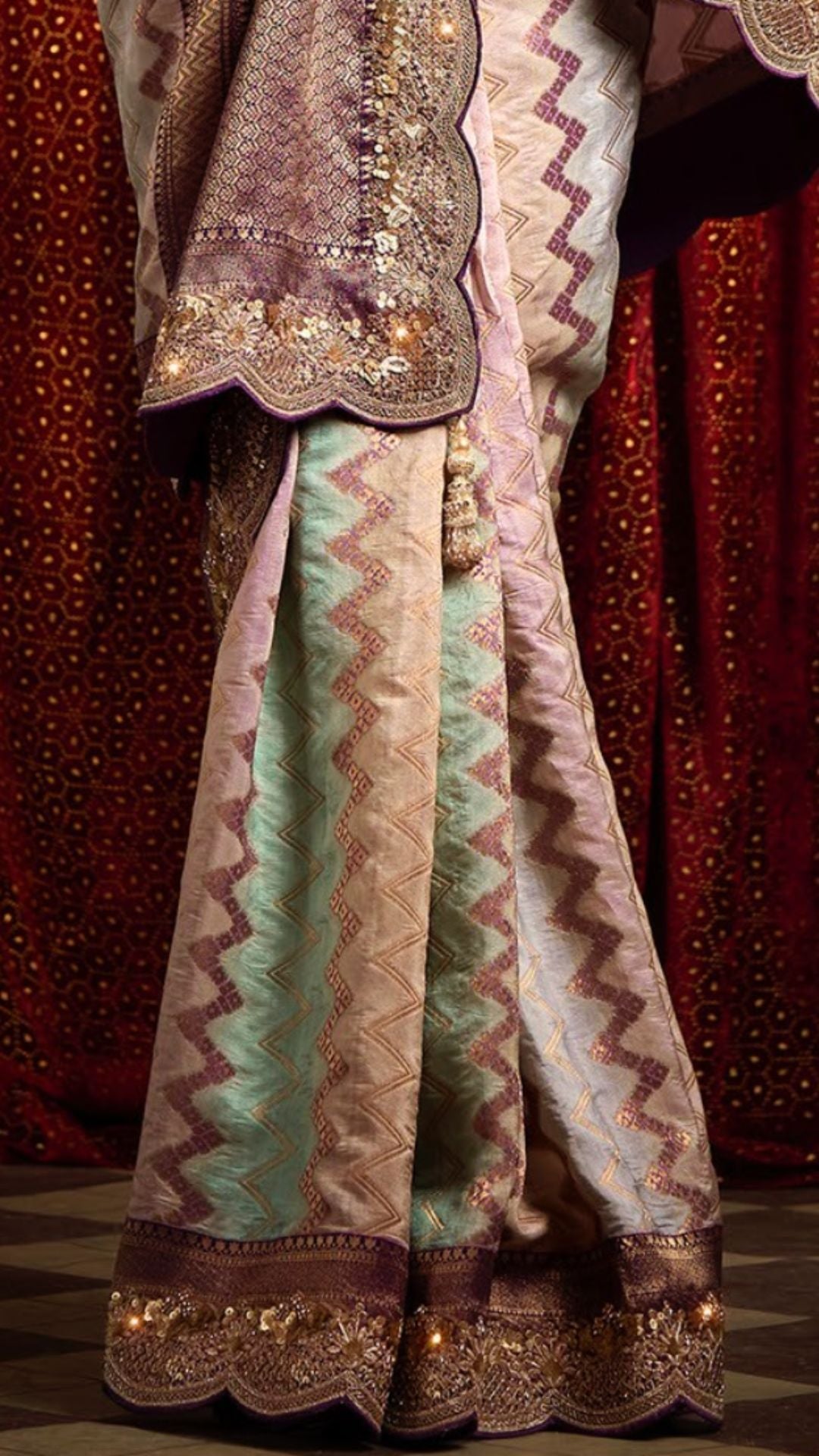 Purple Viscose Embroidered Saree