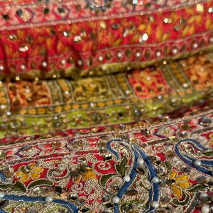 Beautiful Multicolour Tissue Saree Embellished With Kundan, Sequins & Cut Dana Work