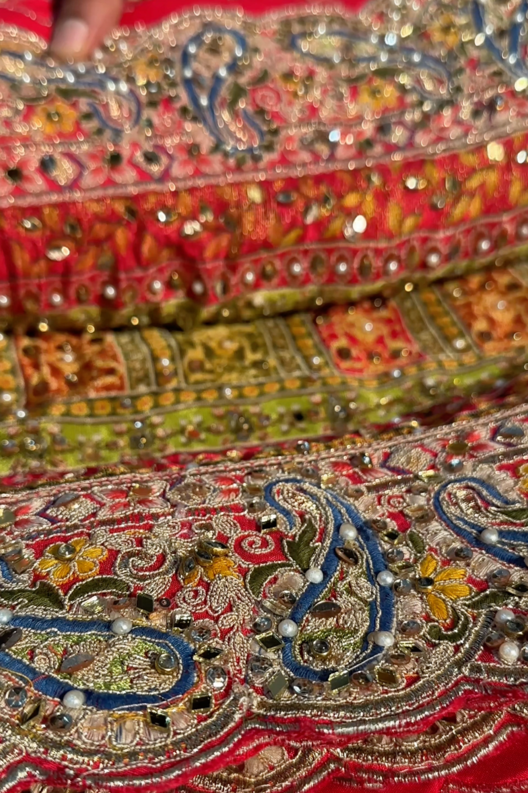 Beautiful Multicolour Tissue Saree Embellished With Kundan, Sequins & Cut Dana Work
