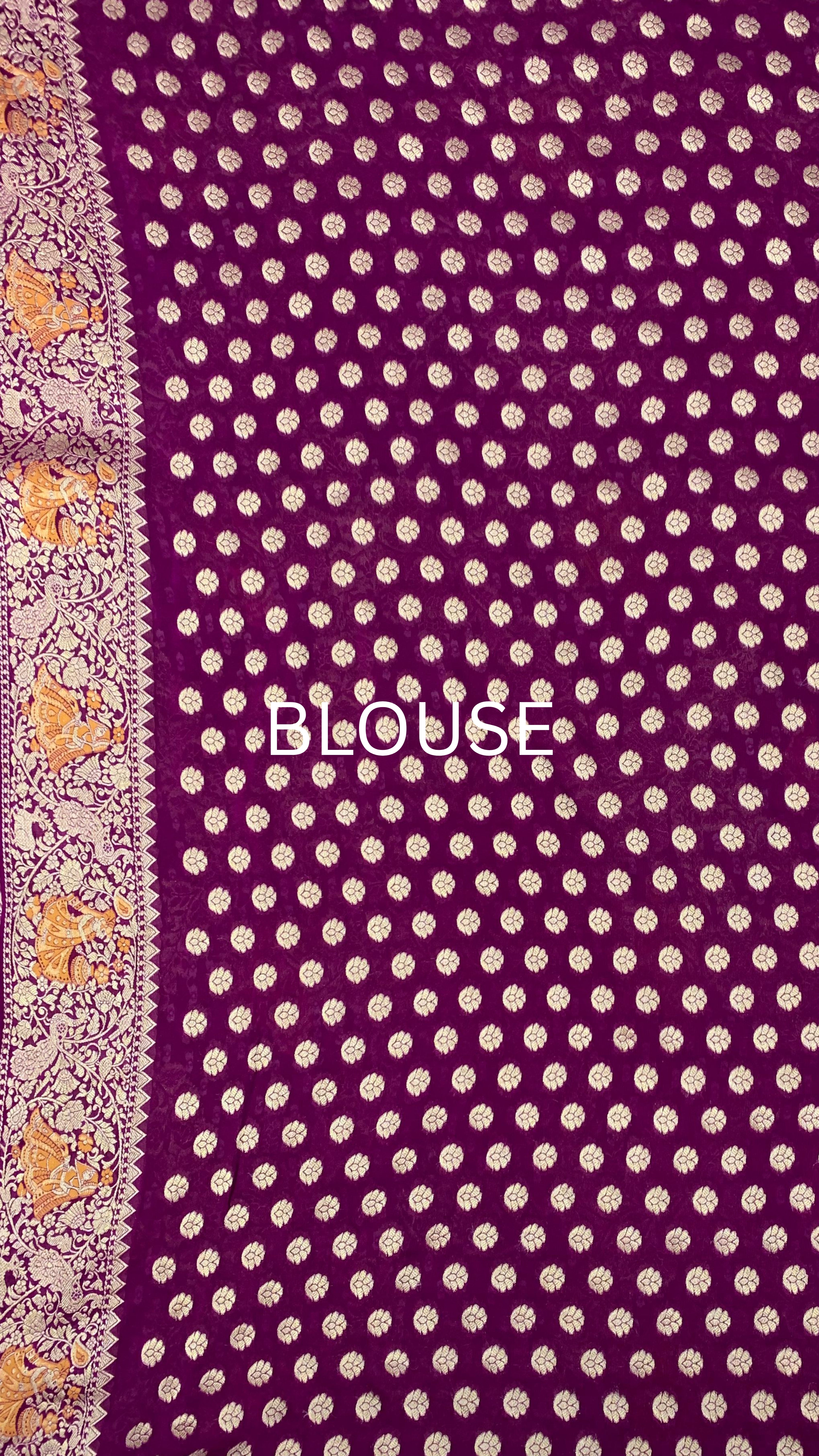 Purple Georgette Saree with Zari, Cutdana & Sequins Work and Heavy Lace Border