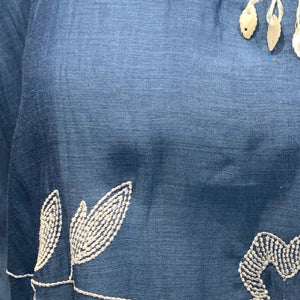 Blue Mul Cotton Suit with Thread Work Detailing
