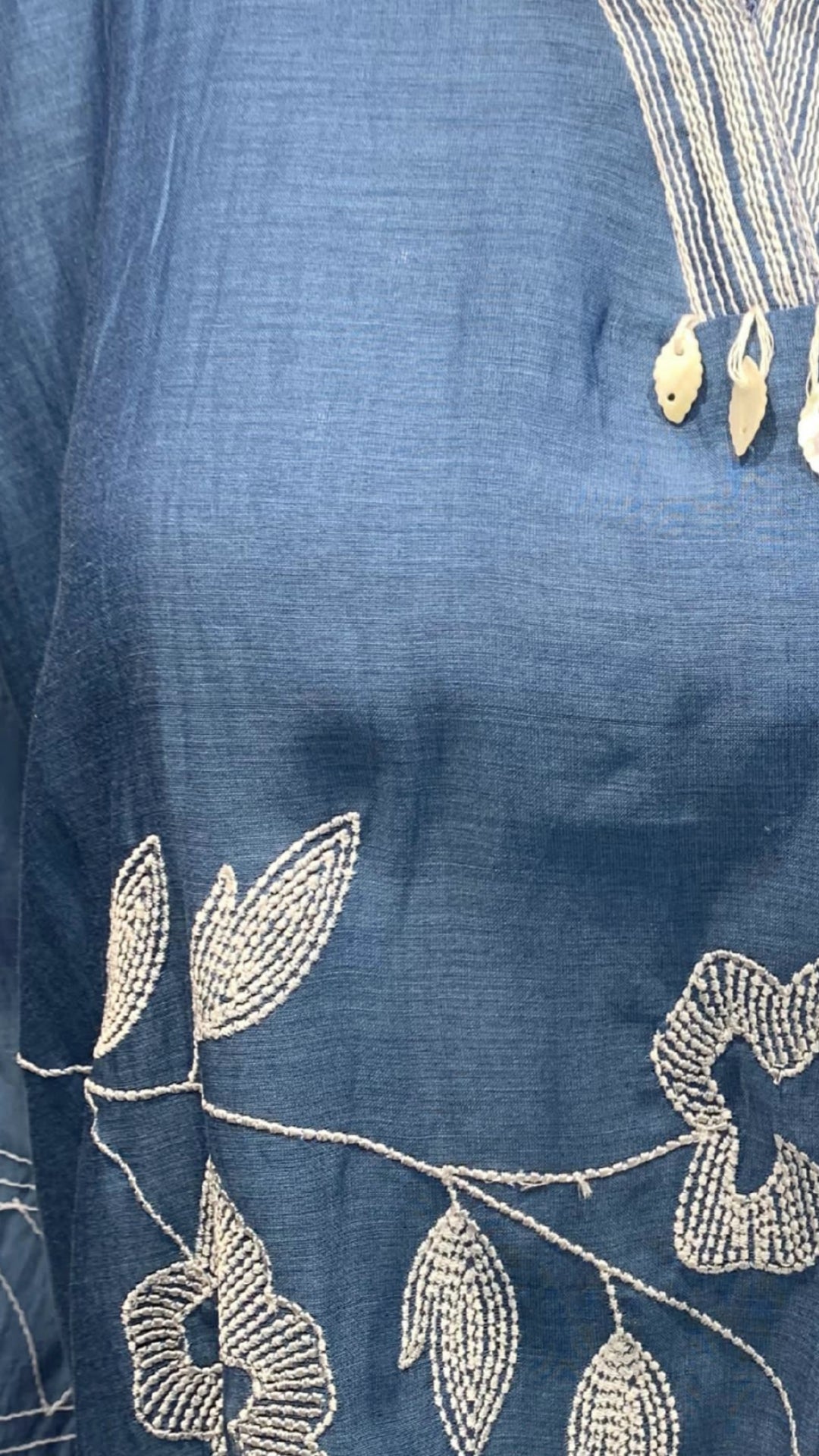 Blue Mul Cotton Suit with Thread Work Detailing