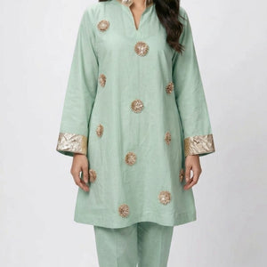 Summer Festive 3 Piece Cotton Coord Set with Gota Work