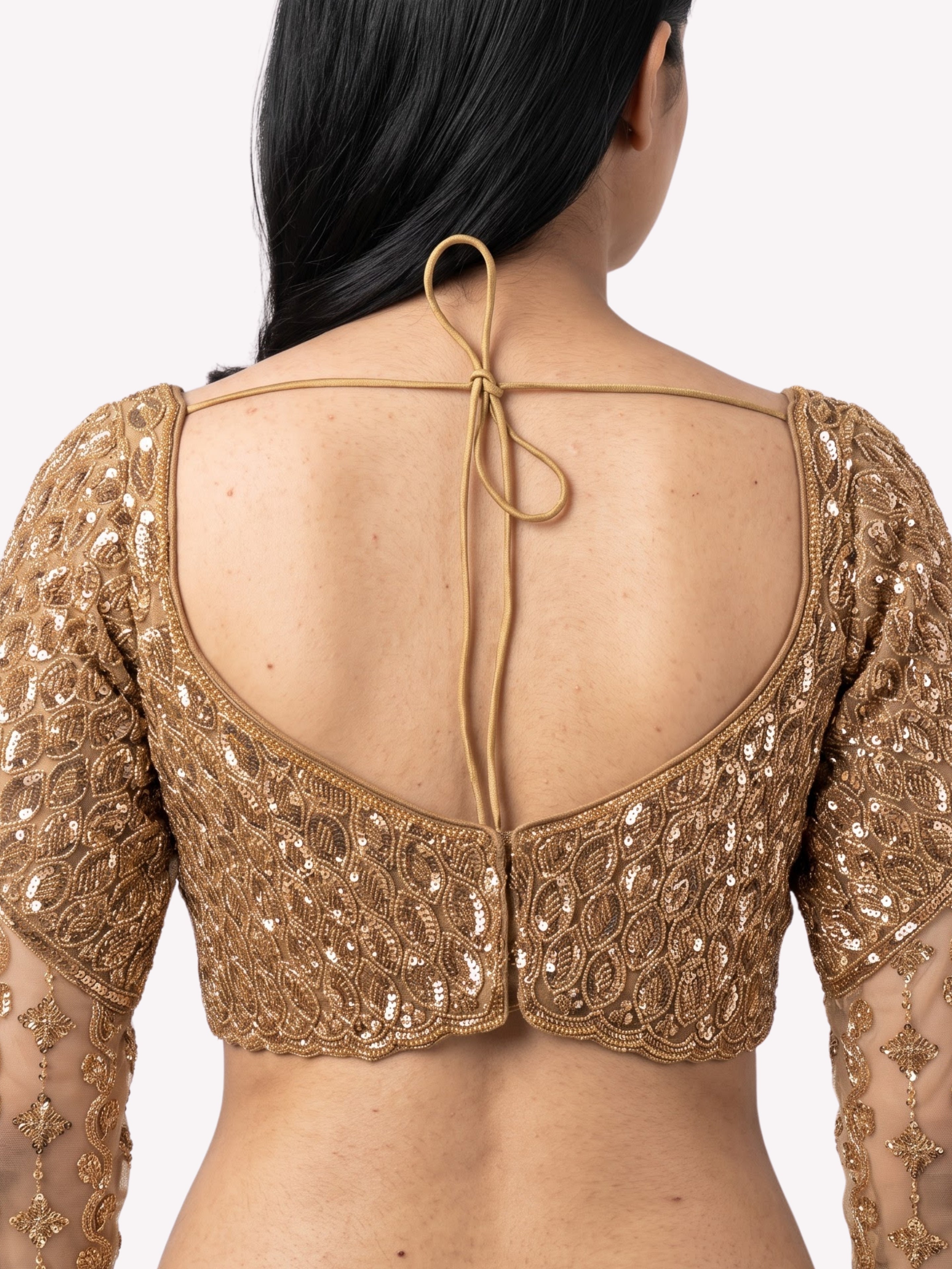 Golden Net Saree Embellished With Cutdana & Sequins Work