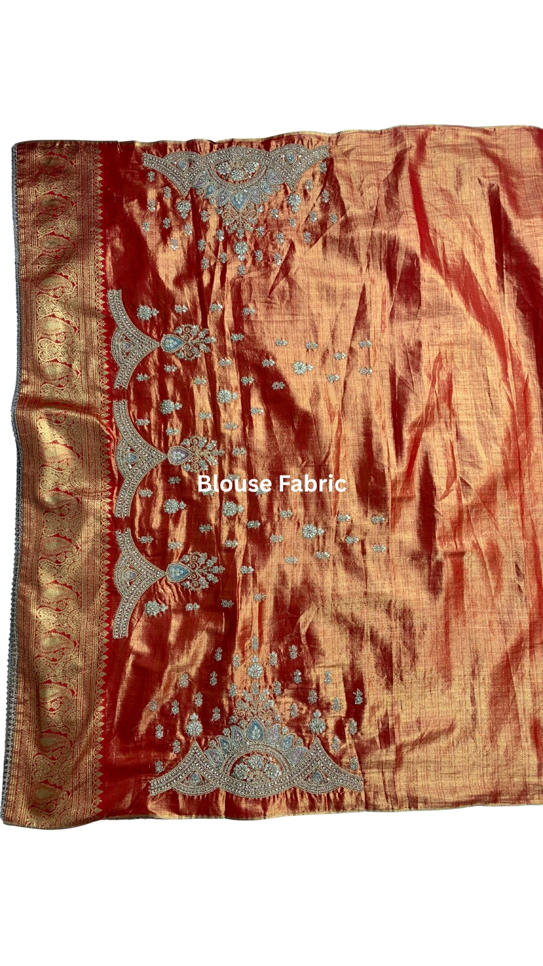 Orange Banarasi Unstitched Saree with Zarkan Work
