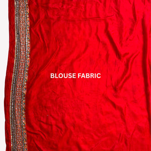 Multicolour Silk Unstitched Saree Embellished With Sequins, Mirror, Stone & Swarovski Work