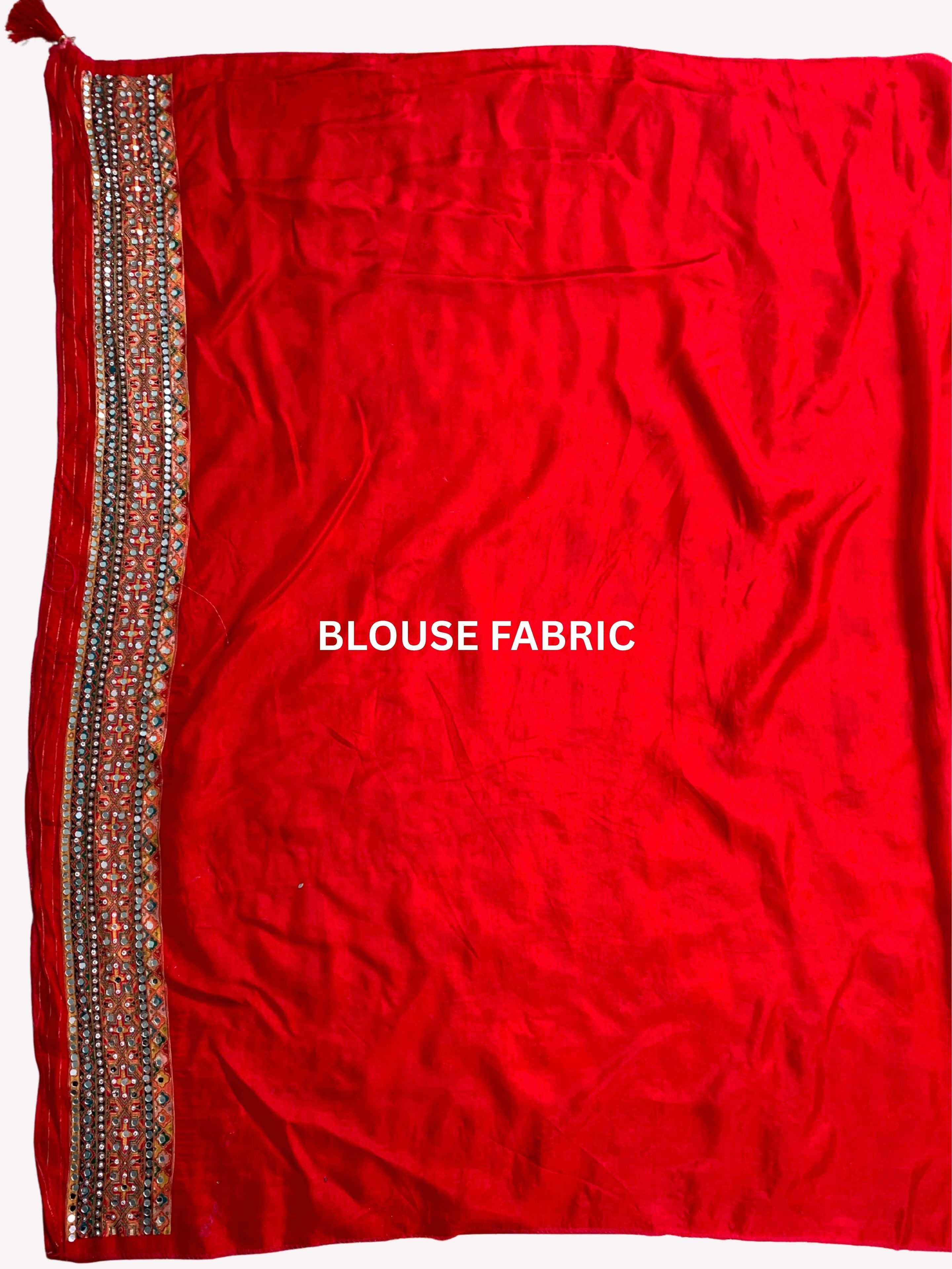 Multicolour Silk Unstitched Saree Embellished With Sequins, Mirror, Stone & Swarovski Work